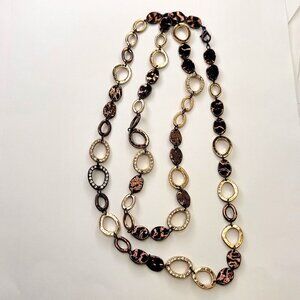 Bronze Long Necklace Multi Shaped Links